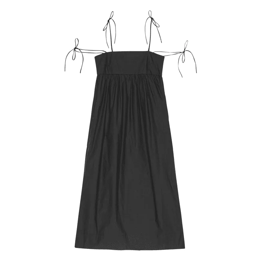 Платье жатое на бретелях Nuvella (черное, размер M)